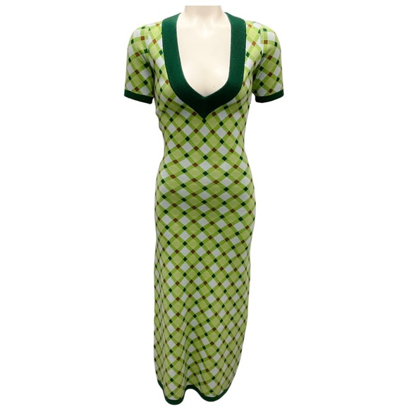 ALEMAIS GREEN LEONIE KNIT MIDI DRESS - Picture 1 of 5